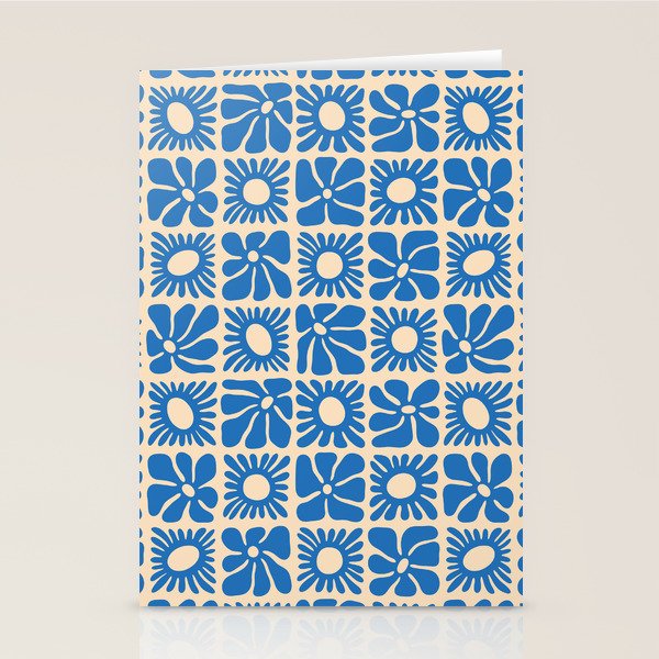 Abstract blue retro flower art pattern Stationery Card Gallery Image 2