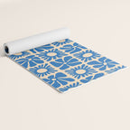Abstract blue retro flower art pattern Yoga Mat Gallery Image 2
