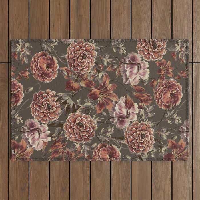 ORANGE LILY AND POPPY Outdoor Rug Gallery Image 1