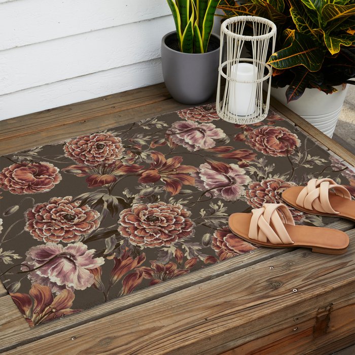 ORANGE LILY AND POPPY Outdoor Rug Gallery Image 2