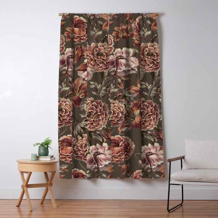 ORANGE LILY AND POPPY Window Curtain Gallery Image 1