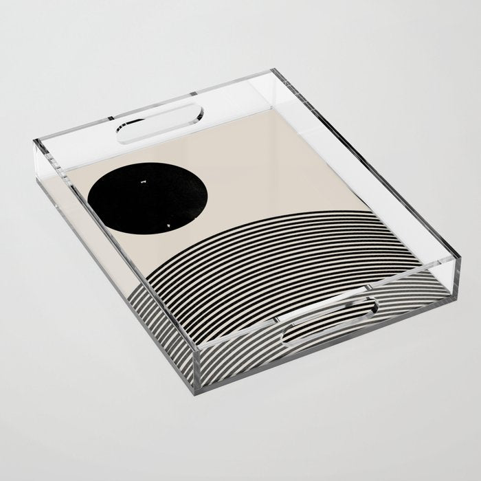 Woodblock Art, Mid Century illustration Acrylic Tray Gallery Image 1