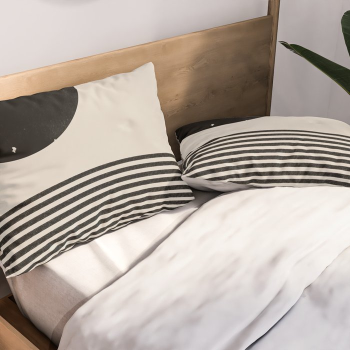 Woodblock Art, Mid Century illustration Pillow Sham Gallery Image 2