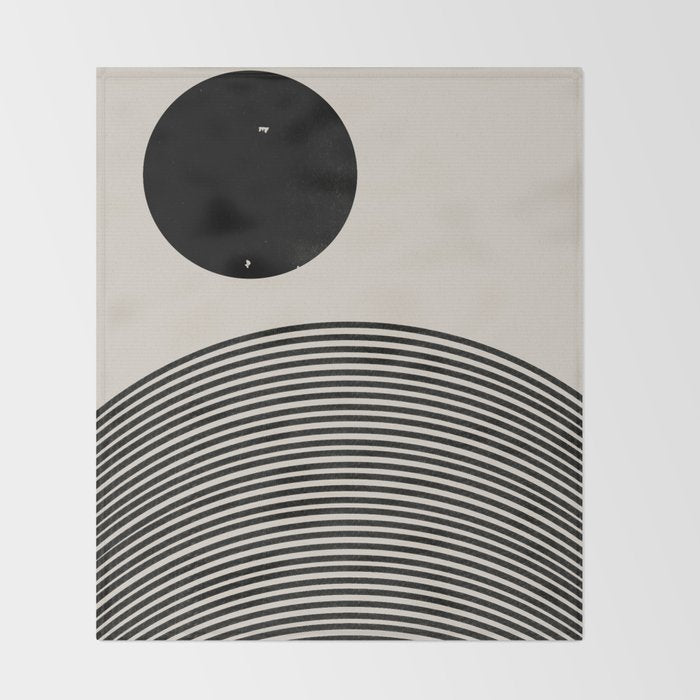 Woodblock Art, Mid Century illustration Throw Blanket Gallery Image 2