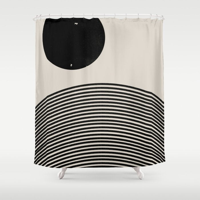 Woodblock Art, Mid Century illustration Shower Curtain Gallery Image 1