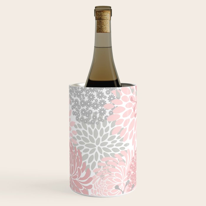 Festive, Floral Prints, Bloom Mix, Pink and Gray Wine Chiller Gallery Image 3