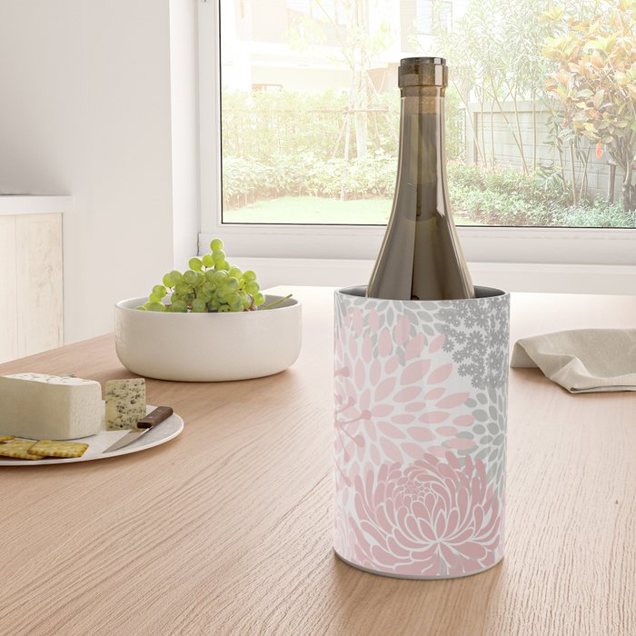 Festive, Floral Prints, Bloom Mix, Pink and Gray Wine Chiller Gallery Image 4