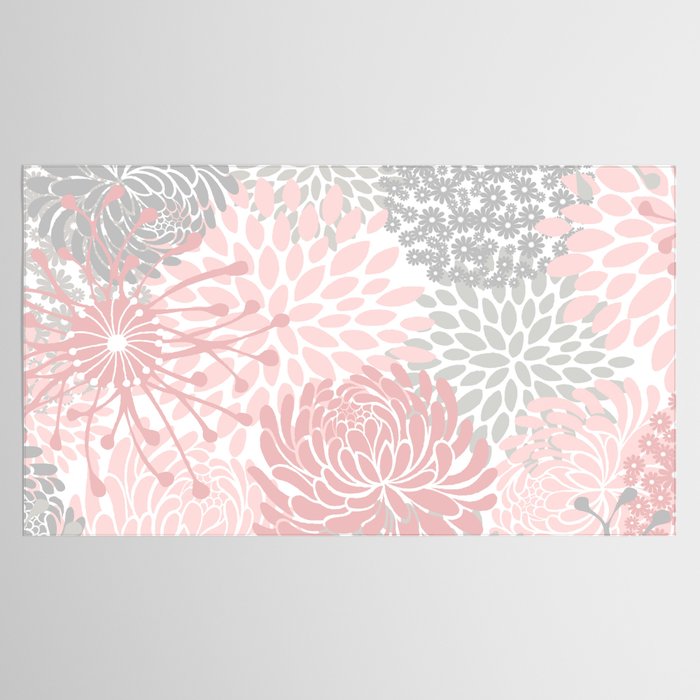 Festive, Floral Prints, Bloom Mix, Pink and Gray Tablecloth Gallery Image 2