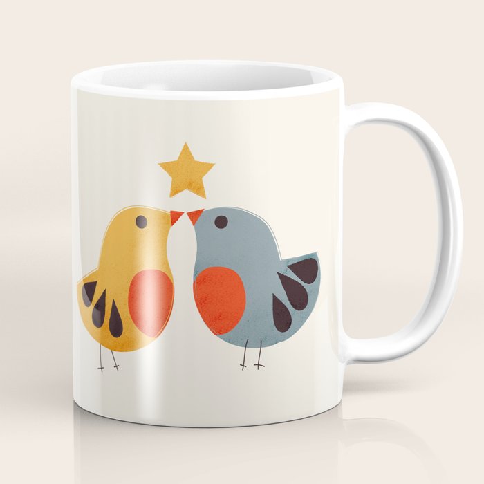 Festive Birds and Star Coffee Mug Gallery Image 1