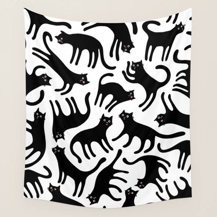 Black Cats Blep! Wall Tapestry Gallery Image 1