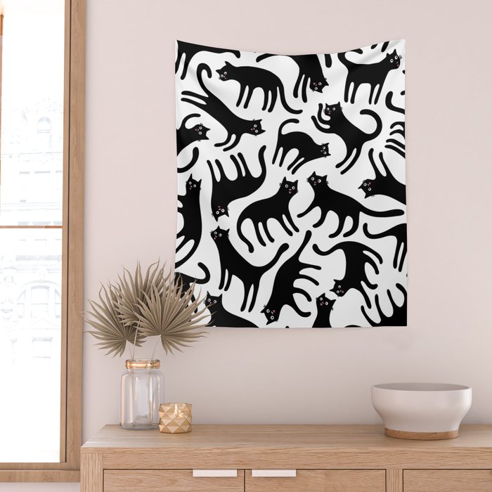 Black Cats Blep! Wall Tapestry Gallery Image 2