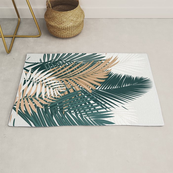 Gold and Green Palm Leaves Rug Gallery Image 1