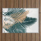 Gold and Green Palm Leaves Outdoor Rug Gallery Image 1