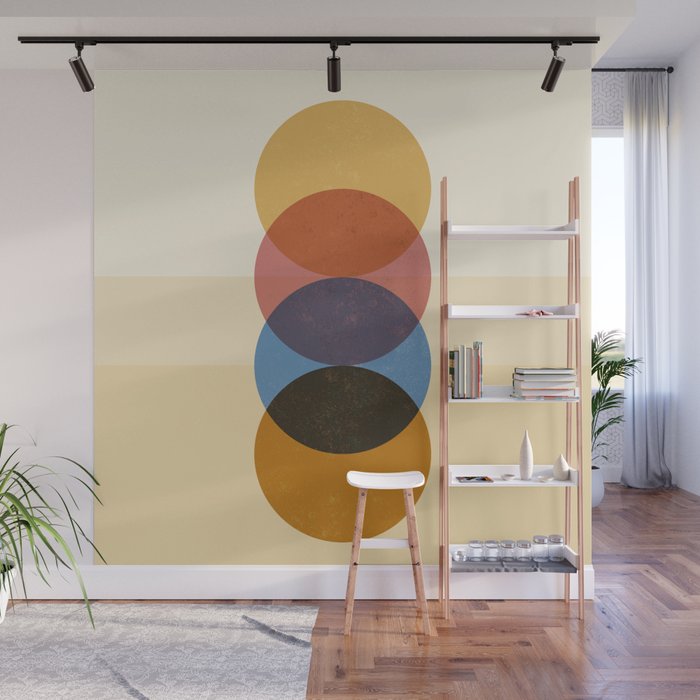 Abstraction_SUNRISE_SUNSET_CIRCLE_RISING_COLORFUL_POP_ART_0425A Wall Mural Gallery Image 1