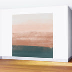 Desert Dream Waves_ Teal Green & perfectly pale Pink_ brush strokes abstract painting Wall Mural Gallery Image 2