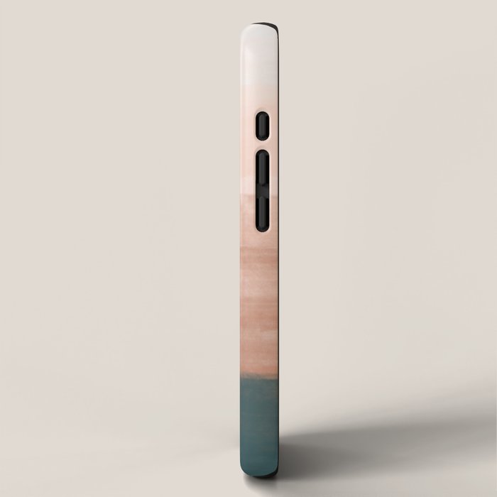 Desert Dream Waves_ Teal Green & perfectly pale Pink_ brush strokes abstract painting iPhone Case Gallery Image 2
