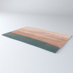 Desert Dream Waves_ Teal Green & perfectly pale Pink_ brush strokes abstract painting Rug Gallery Image 3