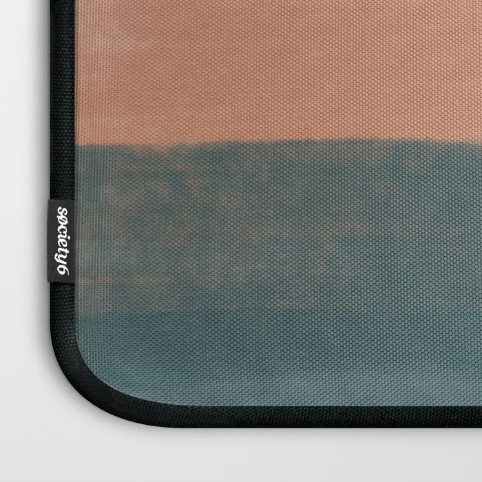 Desert Dream Waves_ Teal Green & perfectly pale Pink_ brush strokes abstract painting Laptop Sleeve Gallery Image 3