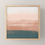 Desert Dream Waves_ Teal Green & perfectly pale Pink_ brush strokes abstract painting Mini Art Print Gallery Image 1