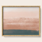 Desert Dream Waves_ Teal Green & perfectly pale Pink_ brush strokes abstract painting Serving Tray Gallery Image 1