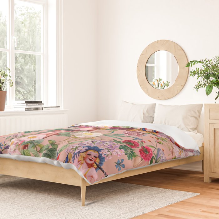 Floral and Pin-Up Girls III Duvet Cover Gallery Image 2
