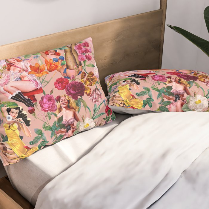 Floral and Pin-Up Girls III Pillow Sham Gallery Image 2