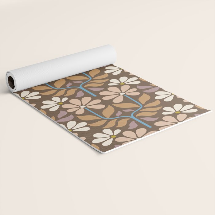 Retro Floral Pattern Bloom Yoga Mat Gallery Image 2
