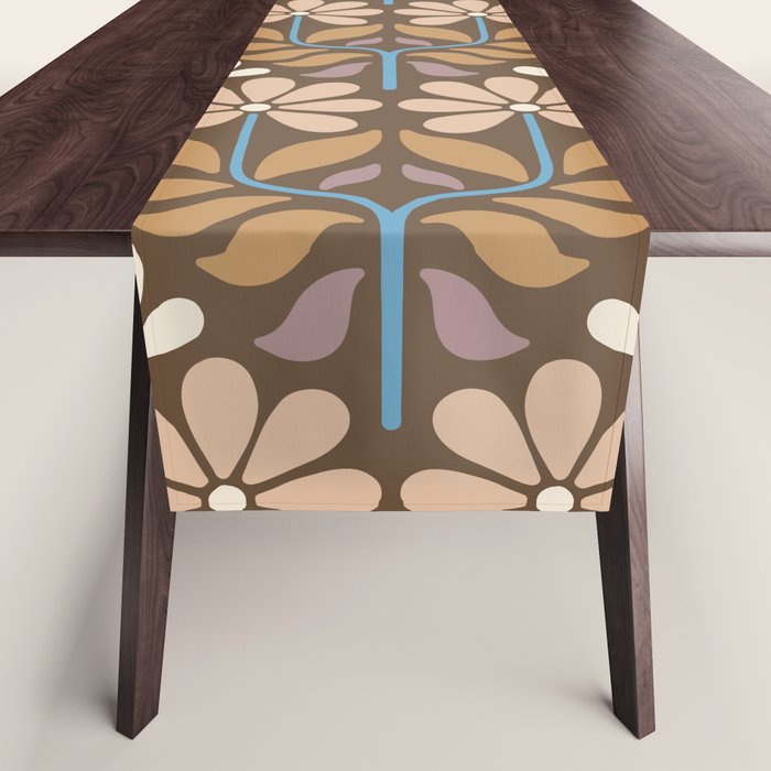 Retro Floral Pattern Bloom Table Runner Gallery Image 1