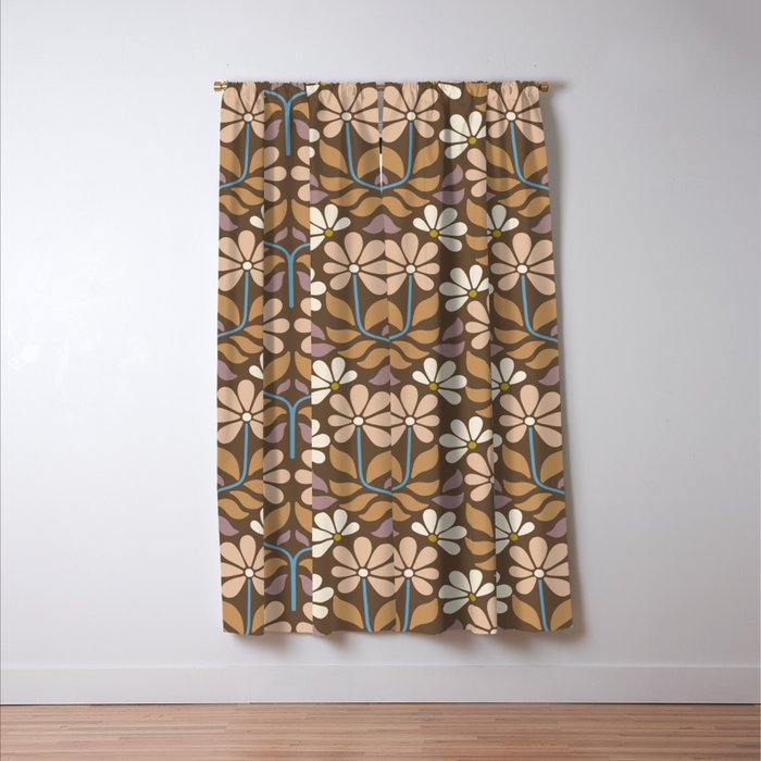 Retro Floral Pattern Bloom Window Curtain Gallery Image 3