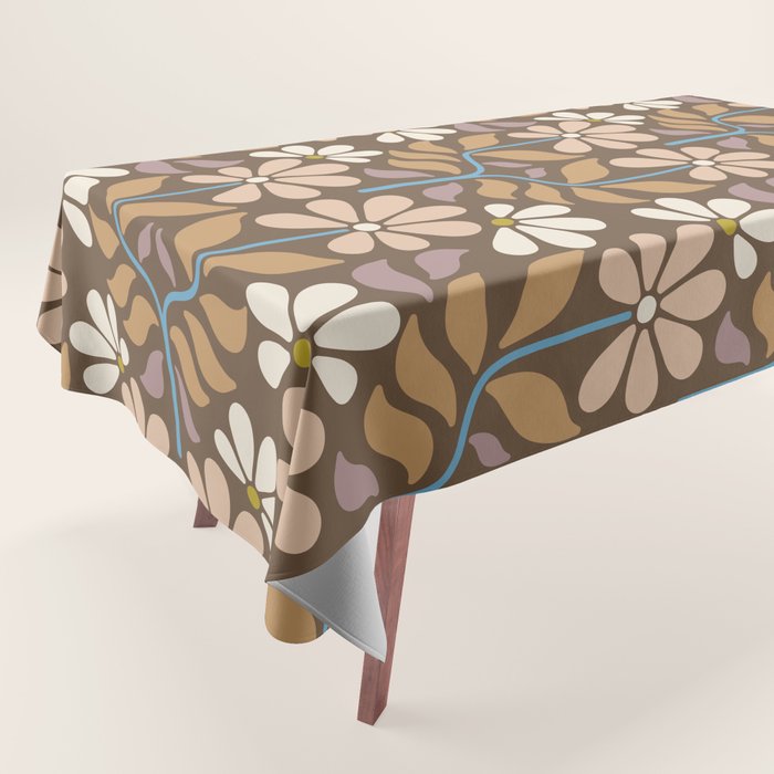 Retro Floral Pattern Bloom Tablecloth Gallery Image 1