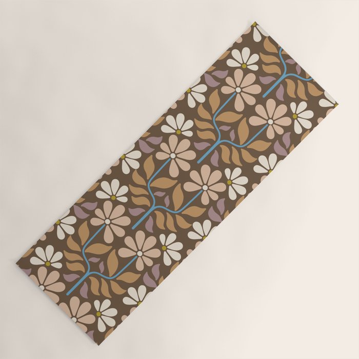 Retro Floral Pattern Bloom Yoga Mat Gallery Image 1