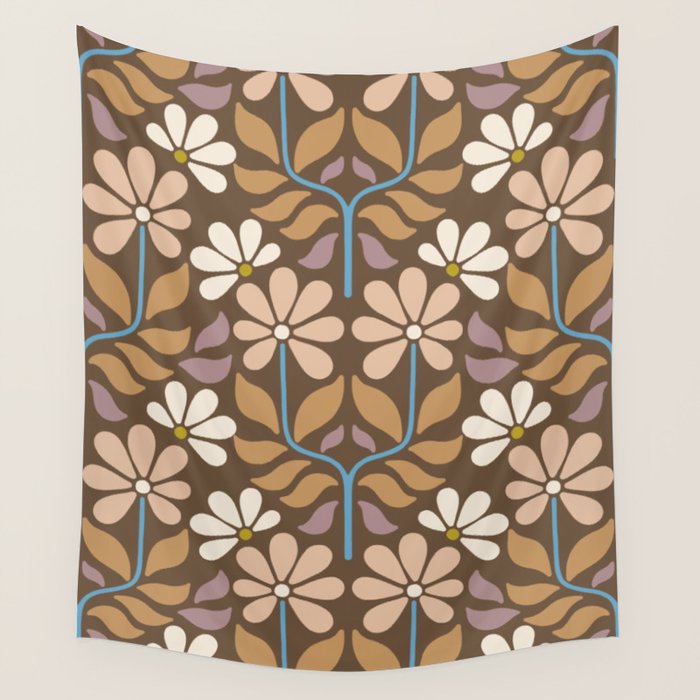 Retro Floral Pattern Bloom Wall Tapestry Gallery Image 4