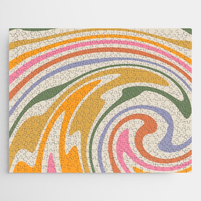 Rainbow Swirl Abstract Retro 70s  Jigsaw Puzzle Gallery Image 1