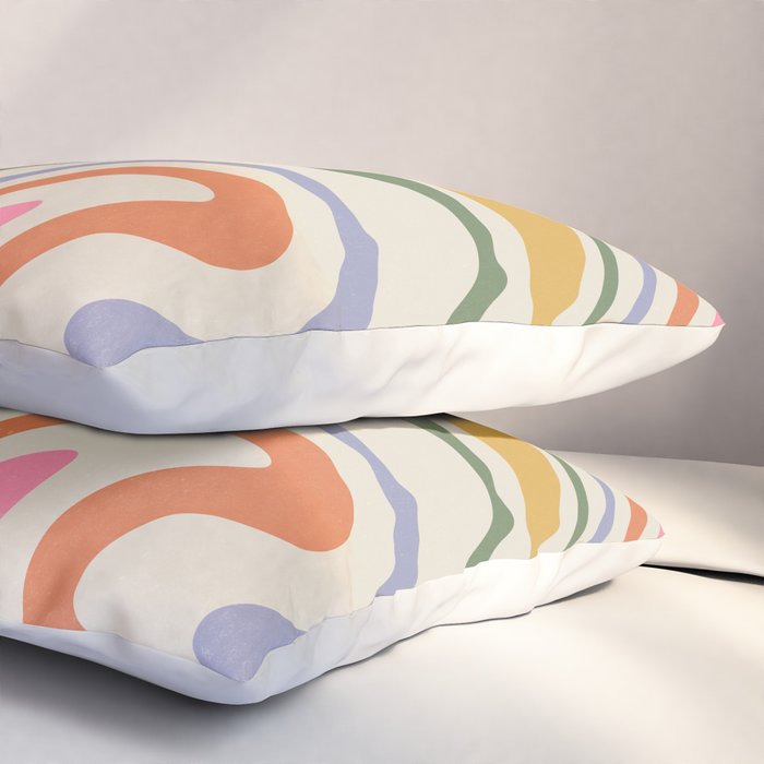 Rainbow Swirl Abstract Retro 70s  Pillow Sham Gallery Image 3