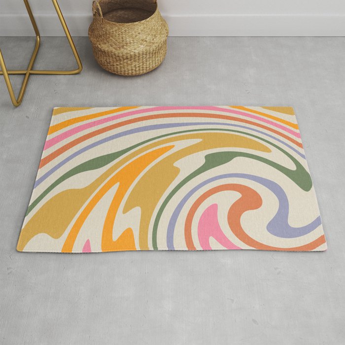 Rainbow Swirl Abstract Retro 70s  Rug Gallery Image 1