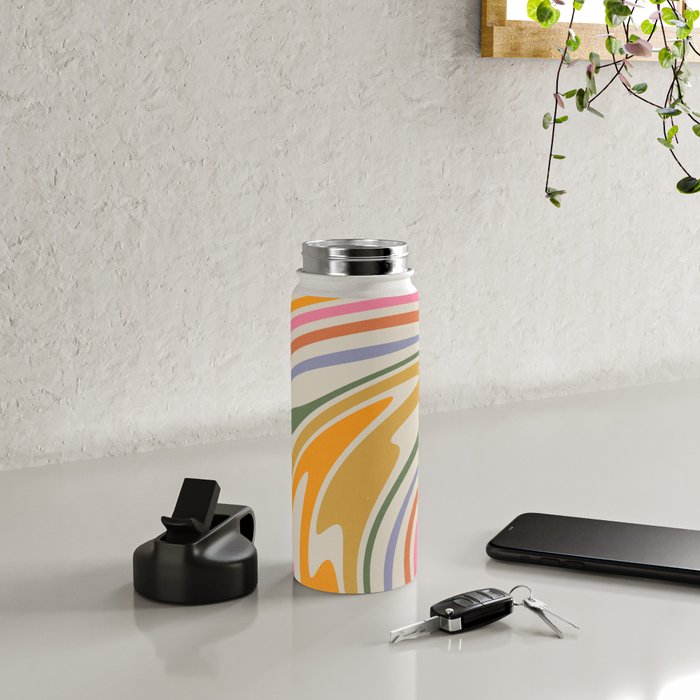 Rainbow Swirl Abstract Retro 70s  Water Bottle Gallery Image 4