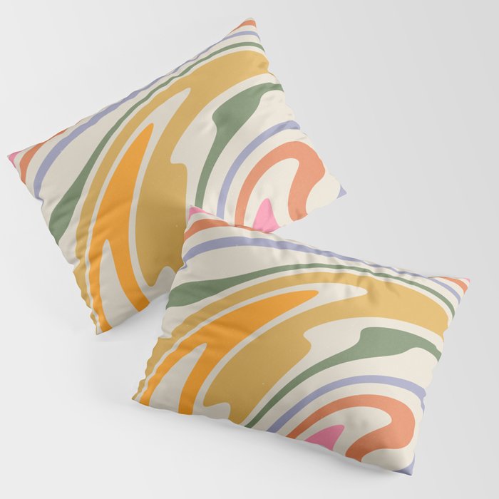 Rainbow Swirl Abstract Retro 70s  Pillow Sham Gallery Image 3