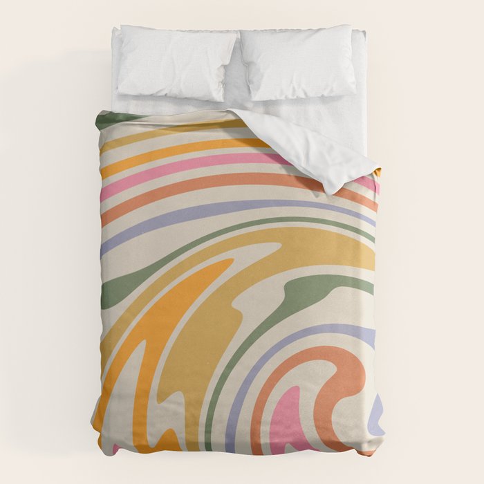 Rainbow Swirl Abstract Retro 70s  Duvet Cover Gallery Image 1