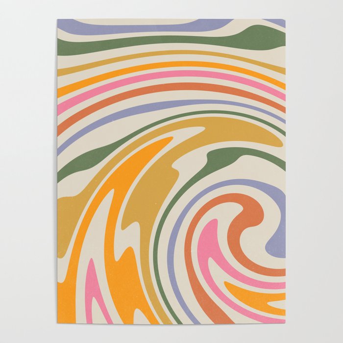 Rainbow Swirl Abstract Retro 70s  Poster Gallery Image 4