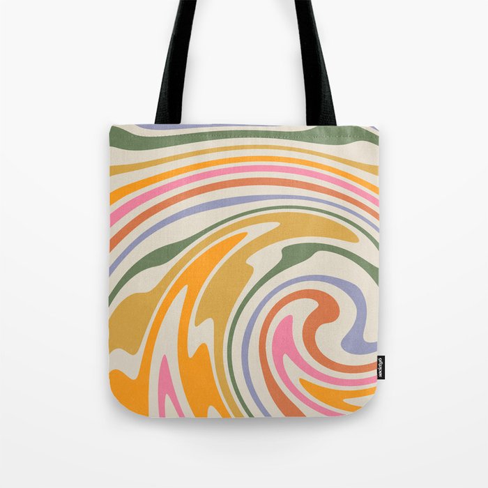 Rainbow Swirl Abstract Retro 70s  Tote Bag Gallery Image 1