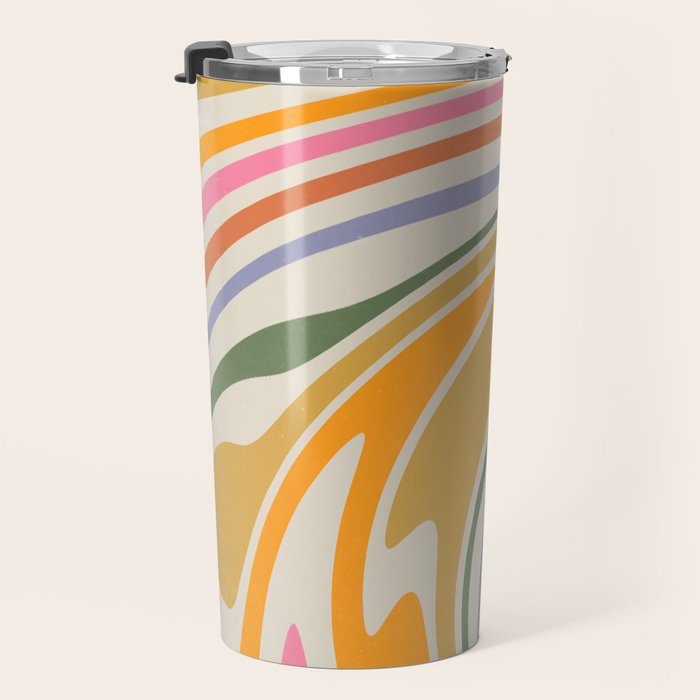 Rainbow Swirl Abstract Retro 70s  Travel Mug Gallery Image 3