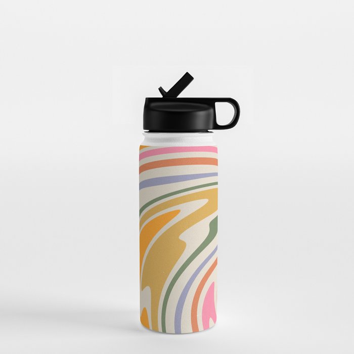 Rainbow Swirl Abstract Retro 70s  Water Bottle Gallery Image 1