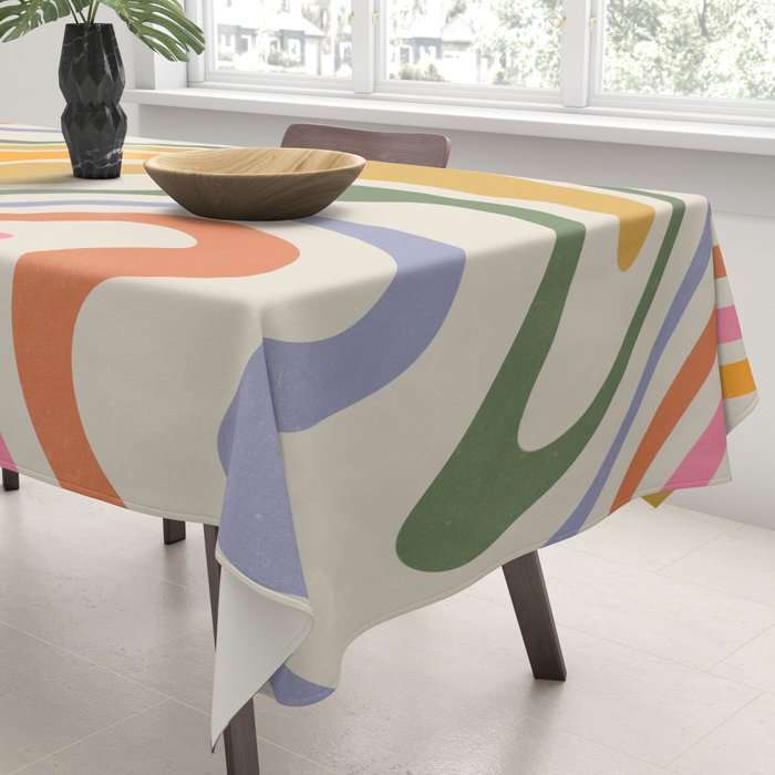 Rainbow Swirl Abstract Retro 70s  Tablecloth Gallery Image 3