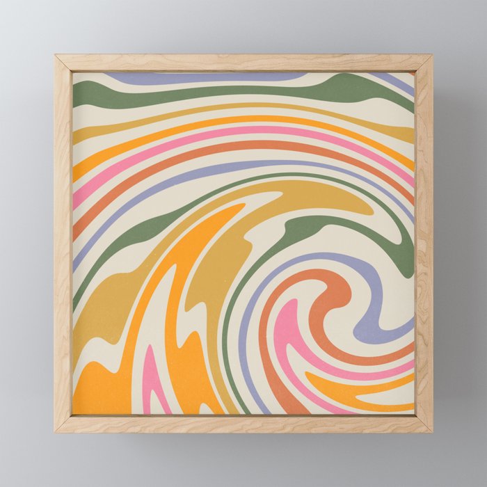 Rainbow Swirl Abstract Retro 70s  Mini Art Print Gallery Image 1
