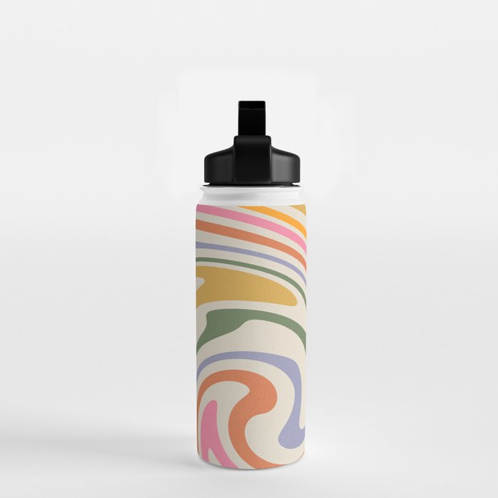 Rainbow Swirl Abstract Retro 70s  Water Bottle Gallery Image 2