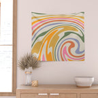 Rainbow Swirl Abstract Retro 70s  Wall Tapestry Gallery Image 2