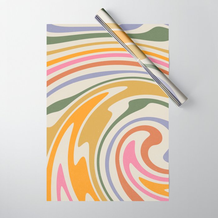 Rainbow Swirl Abstract Retro 70s  Wrapping Paper Gallery Image 1