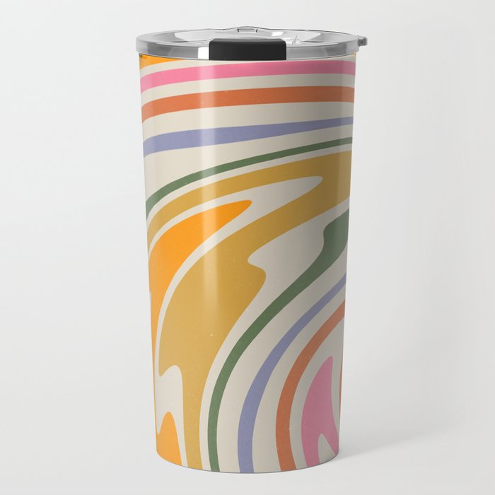 Rainbow Swirl Abstract Retro 70s  Travel Mug Gallery Image 1