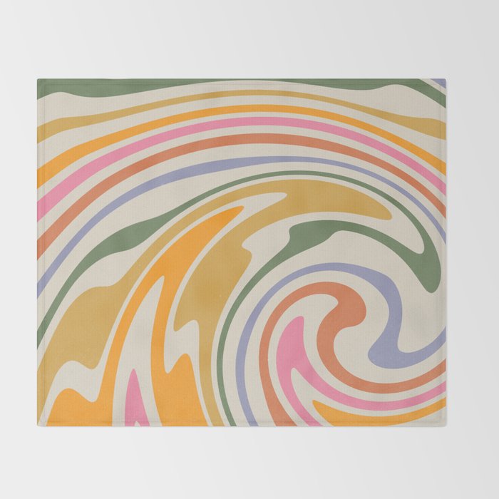 Rainbow Swirl Abstract Retro 70s  Throw Blanket Gallery Image 2