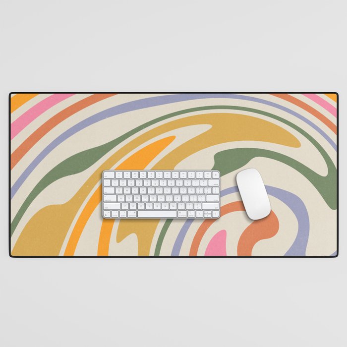 Rainbow Swirl Abstract Retro 70s  Desk Mat Gallery Image 1